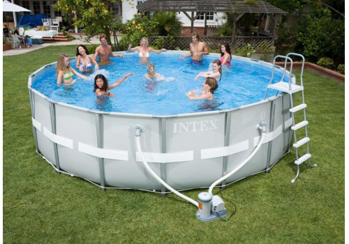 28310 Каркасный бассейн круглый Intex, 427х107см, фильтр-насос картр 3785 л/ч (56422, 56447)