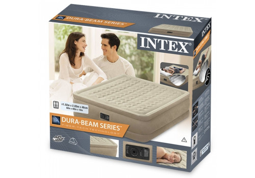 Кровать надувная двуспальная со встроенным насосом 220В 152х203х46см Intex 64458