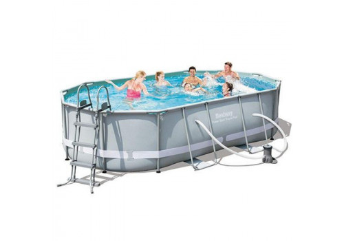 56448 Bestway Овальный каркасный бассейн Power Steel 488x305x107см, фильтр-насос 3028 л/ч