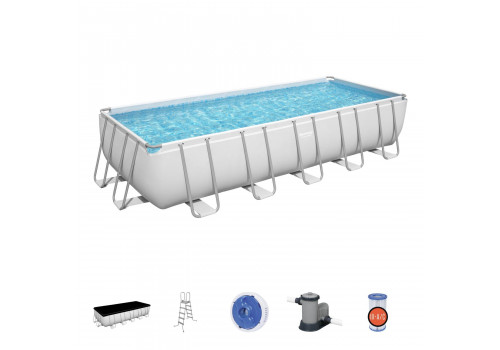 5611Z Bestway Прямоугольный каркасный бассейн 640х274х132см+фильтр-насос, лестница, тент