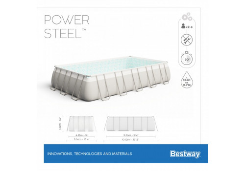 56623 Каркасный бассейн прямоугольный BestWay, 956х488х132см, фильтр-насос песчанный 7571л/ч (28372, 28376)