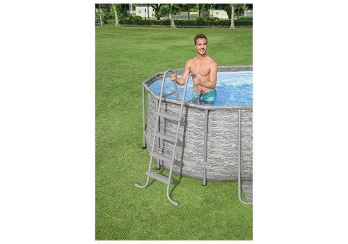 56716 Bestway Каркасный бассейн Power Steel Delux — Ротанг (овал) 5,49х2,74х1,22м+фильтр-насос картр. 5678 л/ч